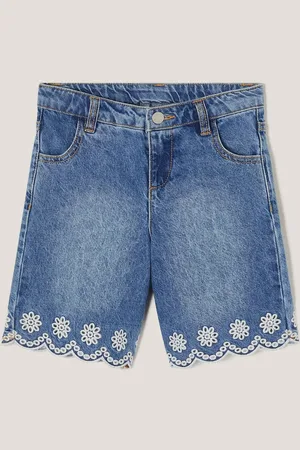 Monsoon Broderie Scalloped 100% Cotton Denim Shorts14-15 år