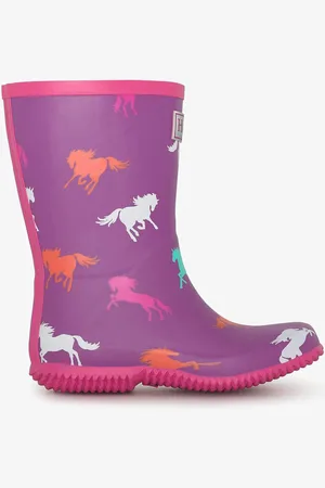 Hatley Purple Leaping Horses Packable Welliesuk2eu345