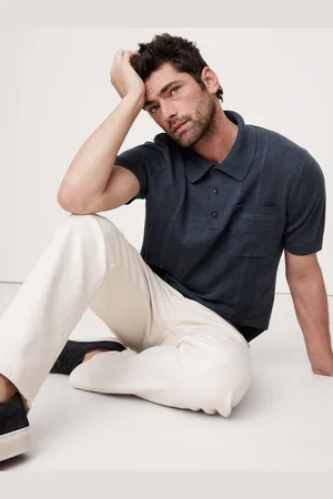 Banana Republic Linen-Cotton Ribbed Polo Jumperlarge