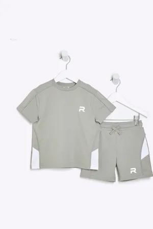 River Island Boys Block Piped T-Shirt and Shorts Set8692cm