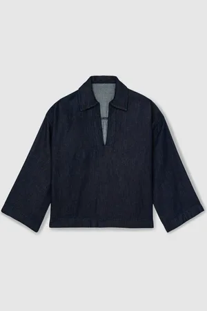Reiss Open Collar Denim OvershirtL