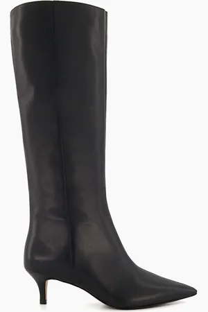 Dune Smooth Kitten Heel Point Knee-High Boots