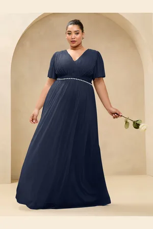 Lipsy London Short Sleeve Pearl Trim Mesh Maxi Bridesmaid Dress46