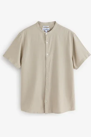 Threadbare Mandarinkrave Hør Blend Kortærmet Skjorterlarge