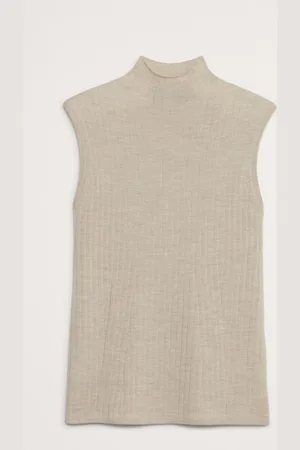 Banana Republic Merinould Ribbet Mock Neck Vest TopXL
