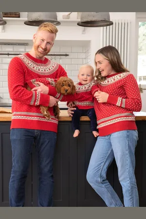 JoJo Maman Bébé Knitted Christmas Reindeer Fair Isle Pattern Pets JumperS