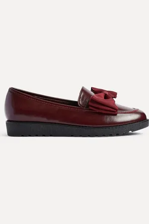 Linzi Cathy Patent Slip On Loafers With Fabric Bow Detail