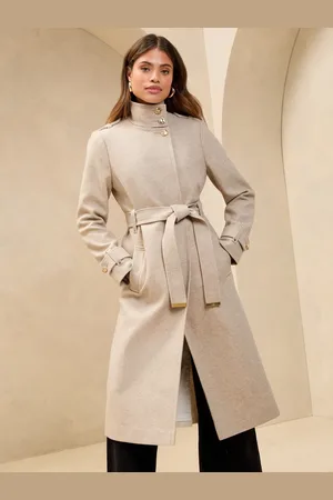 Lipsy London Funnel Neck Belted Longline Coat36