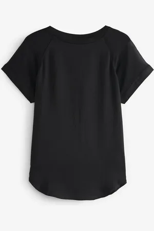 Next Kortærmet raglan t-shirt i vævet mix34