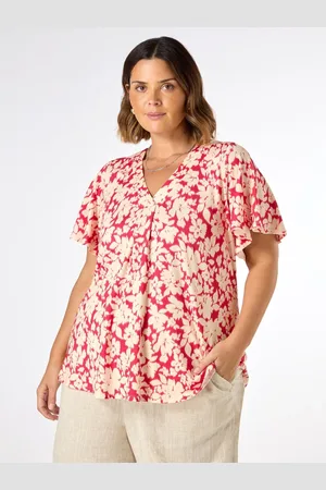 Live Unlimited London Blomster Tryk Jersey Pleat Front Top48