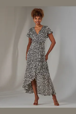 Jolie Moi Chiffon Print Frill Dip Hem Maxi Dress42