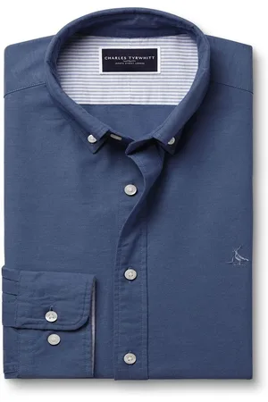 Charles Tyrwhitt Extra Slim Fit Plain Button Down Stretch Washed 100% Cotton Oxford Shirtxlarge