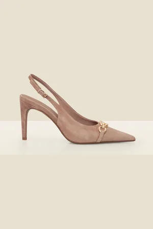 Sosandar Suede Chain Detail Slingback Court Shoeseu38