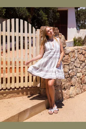 South Beach Jacquard Ærmeløs Tiered 100% Bomuld Mini Kjole42