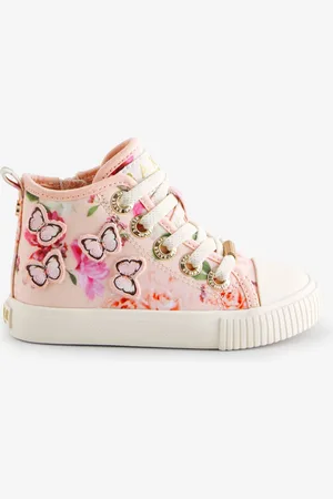 Ted Baker Girls Pink Butterfly Canvas High Top Trainersuk9eu265