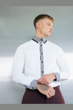 River Island Double Collar Peacock Shirtlarge