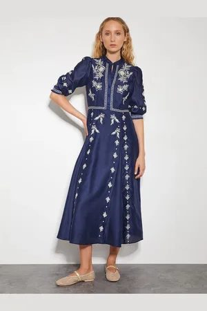 Monsoon Nadia Embroidered Midi Shirt Dress44