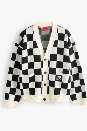HUGO BOSS Checked Pattern Oversized Fit Cardiganxlarge