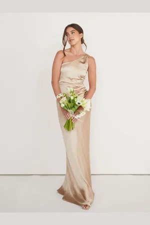 Six Stories En Skulder Satin Ruched Brudepige Kjole42