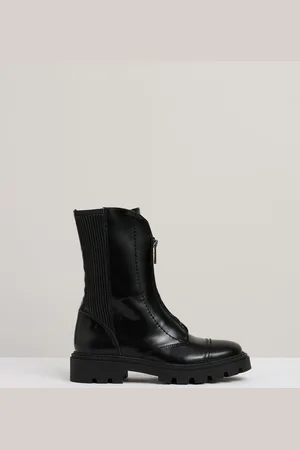 Reiss Sophie Leather Zip-Front Ankle Boots