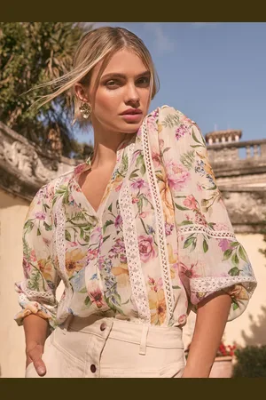 Lipsy London Floral Insert Trim Blouse36
