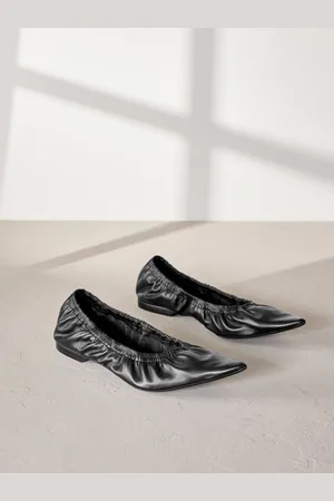 Next Signature Premium Leather Point Toe Ruched Ballerinaseu36