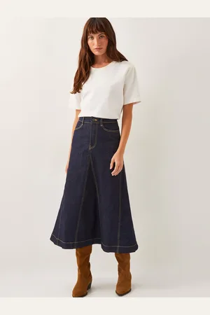 Monsoon Goldie Godet Denim Skirt40