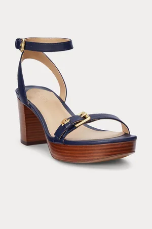 Ralph Lauren Blue Melissah Platform Leather Sandals