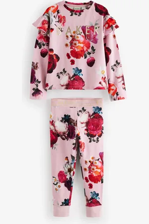 Ted Baker Pink Floral Frill Shoulder Detail Pyjama Set11 år (146cm)