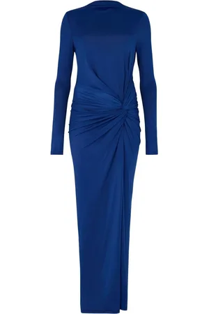 DASKA Athena Side Twist Maxi Dress With Long Sleevessmall