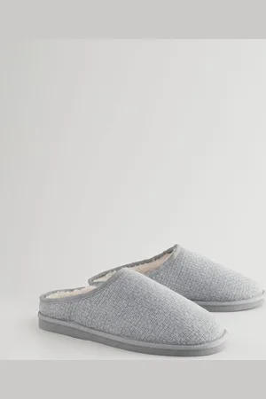Next Faux Fur Lined Textured Mule Slippers