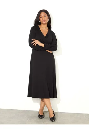 Live Unlimited London Pleated Wrap With Blouson Sleeves Dress46