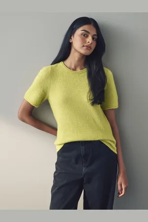 Next Short Sleeve Crew Neck Knitted T-Shirt With Wool2XL Reg