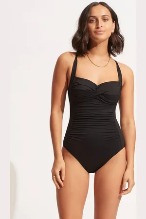 Seafolly Collective Twist Halterneck Talje Stræk Sort Badedragt36