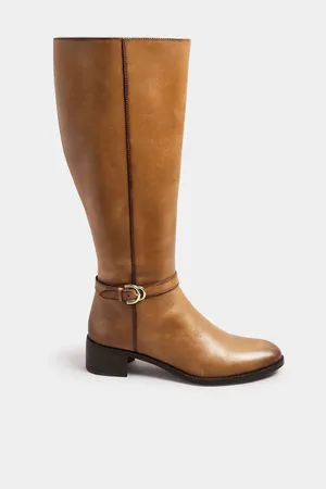 Long Tall Sally Knee High Block Heel Leather Boots