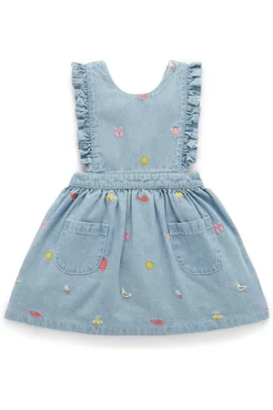 Purebaby 100% Cotton Embroidered Pinafore Dress7480cm