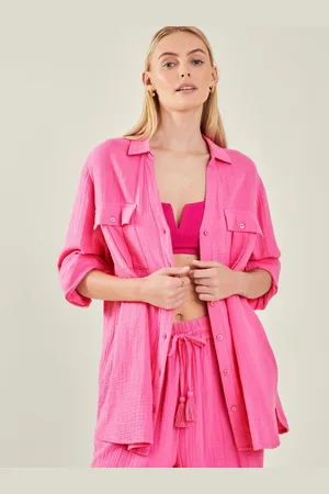 Accessorize Long Sleeve Crinkle 100% Cotton ShirtL