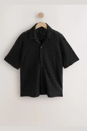 Next Short Sleeve Crochet Shirt with Cuban CollarX-Large