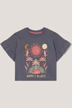 Monsoon Happy Place Frill 100% Cotton T-Shirt5 - 6 år (110 - 116cm)