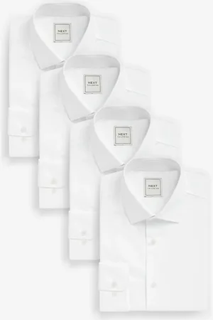 Next Slim Fit Easy Care Single Cuff Shirts 4 Pack44cm R (UK 17.5 R)