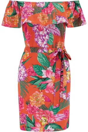 Pour Moi LENZING ECOVERO Viscose Frill Belted Bardot Dress42