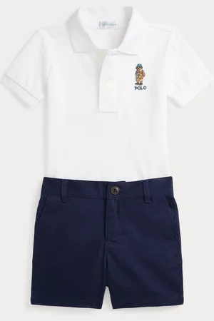 Ralph Lauren Baby Boys Polo Bear 100% Cotton Polo Shirt and Shorts Set6268cm