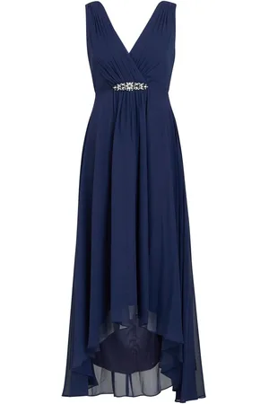 Gina Bacconi Blue Pandora Wrap Effect Hi-Lo Dress