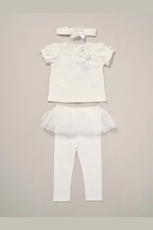 Rock-a-bye Baby Boutique Rose Ribbon Detail White Top Leggings Set8692cm