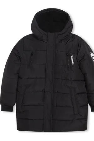 Timberland Black Hooded Logo Parka Coat8 år ( 128 cm)