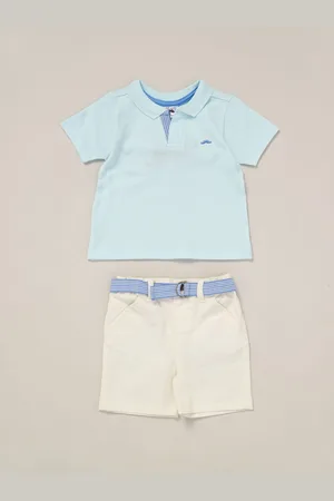 Little Gent Blue Polo Shirt and Belted Shorts Outfit Set116122cm