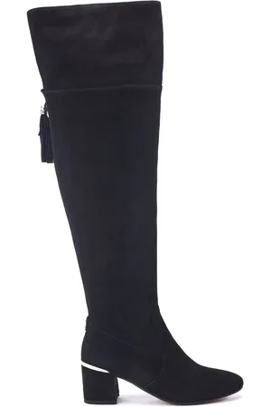 Moda In Pelle Retta Over The Knee Black Boots With Tassle Detail