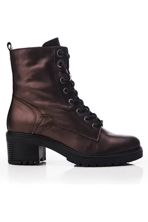 Moda In Pelle Grey Bellzie Lace Up Leather Ankle Boots