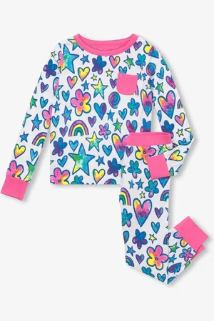 Hatley Watercolour Doodles Bamboo White Pyjamas Set110116cm