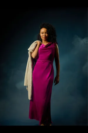 Roman Petite Cowl Neck Velvet Maxi Dress40